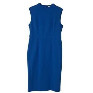 Boden Sleeveless Midi Sheath Dress Women's US 14 Long Electric Blue Mod Stretch